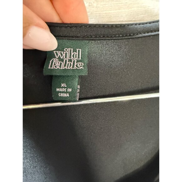 Wild Fable XL‎ Black Long Sleeve Draped Bodysuit - Picture 7 of 8